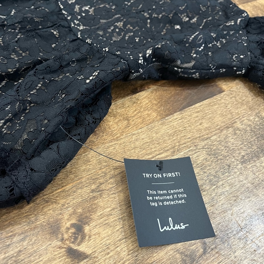 Absolutely Stunning Black Lace Off-the-Shoulder Midi Dress (S) - Picture 5 of 5